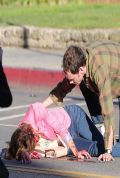 Ashley Greene and Anton Yelchin  on the Set of BURYNG THE EX